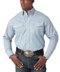 Wrangler Men's George Strait Geo Print Snap Shirt