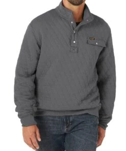 Wrangler Men's Grey Quilted Pullover Jacket