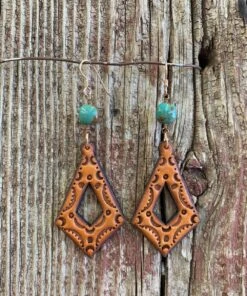 J. Forks Designs Women's Diamond Cut Out Turquoise Earrings