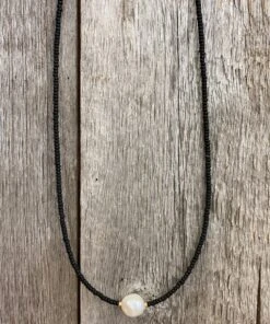 J. Forks Designs Women's Black Seed Bead Necklace