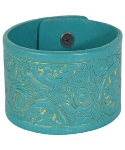 Trenditions Women's Justin Turquoise Tooled Leather Cuff