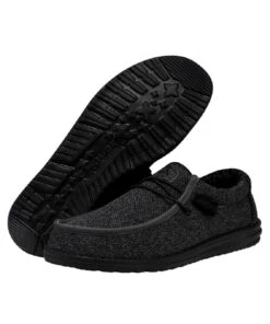 Hey Dude Men's Total Black Wally Sox Wide Shoe