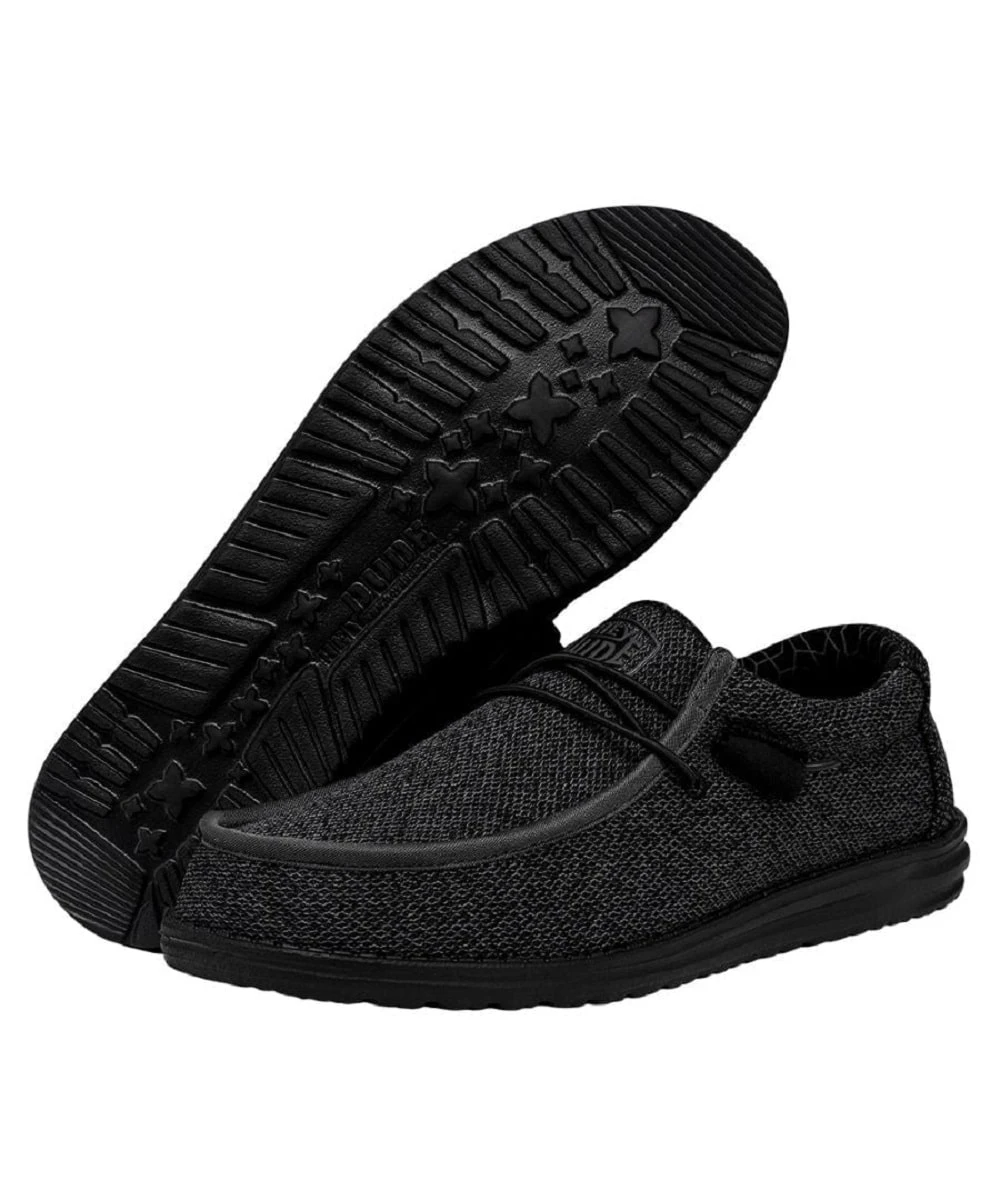 Hey Dude Men's Total Black Wally Sox Wide Shoe