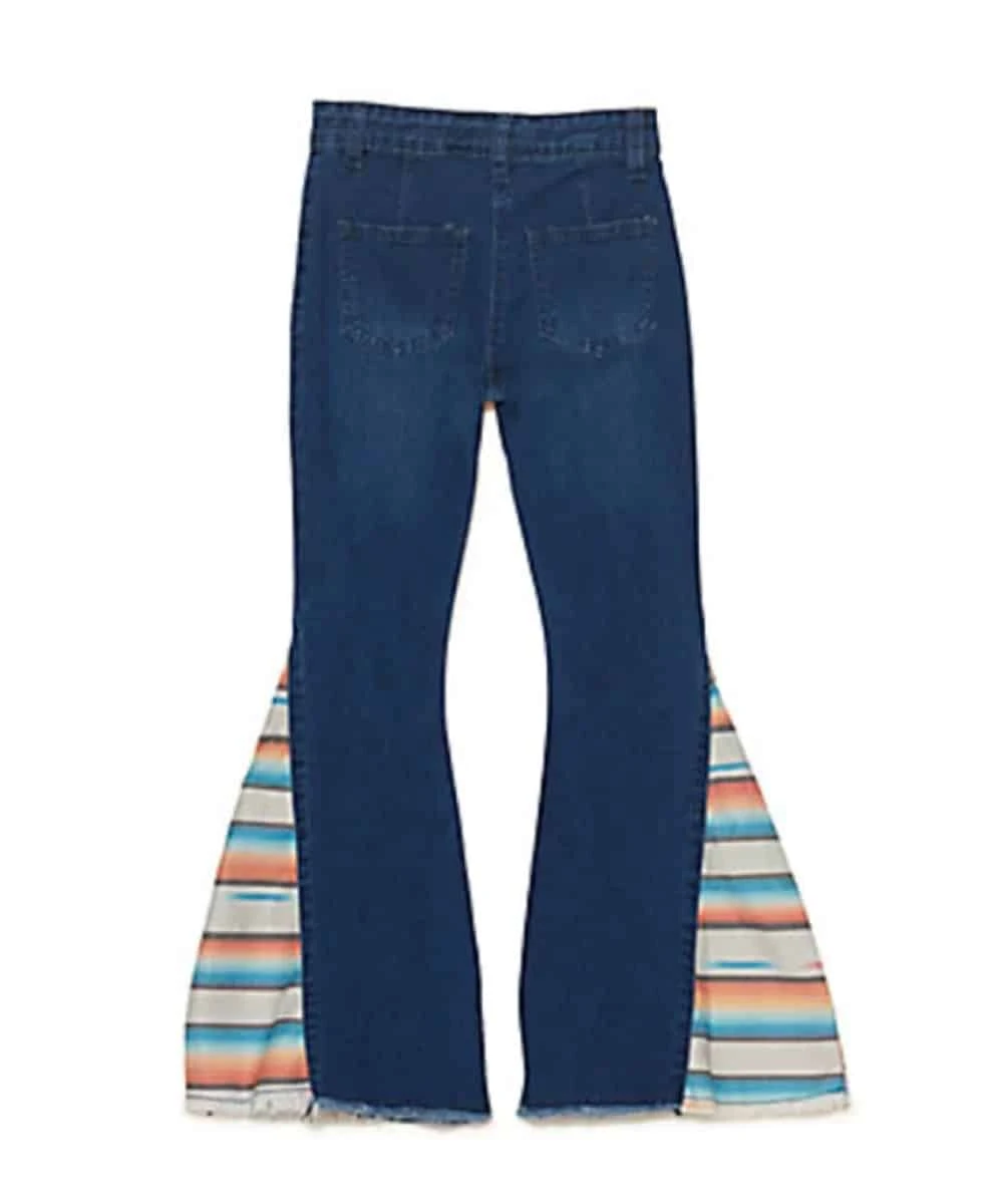 Cowgirl Hardware Serape Trim Bell Bottom Jeans - Image 2