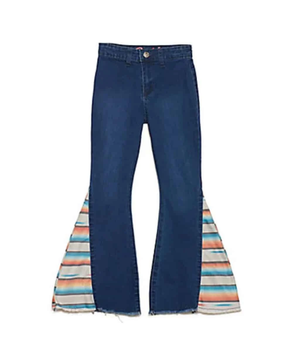 Cowgirl Hardware Serape Trim Bell Bottom Jeans