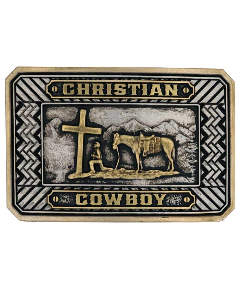 Montana Silversmiths Beaming Christian Cowboy Attitude Buckle