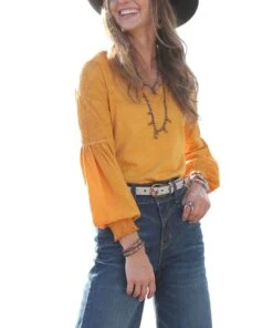 Cruel Girl Women's Gold Raglan Blouse