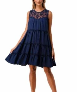 Miss Me Women's Tiered Sheer Mesh Midi Dress