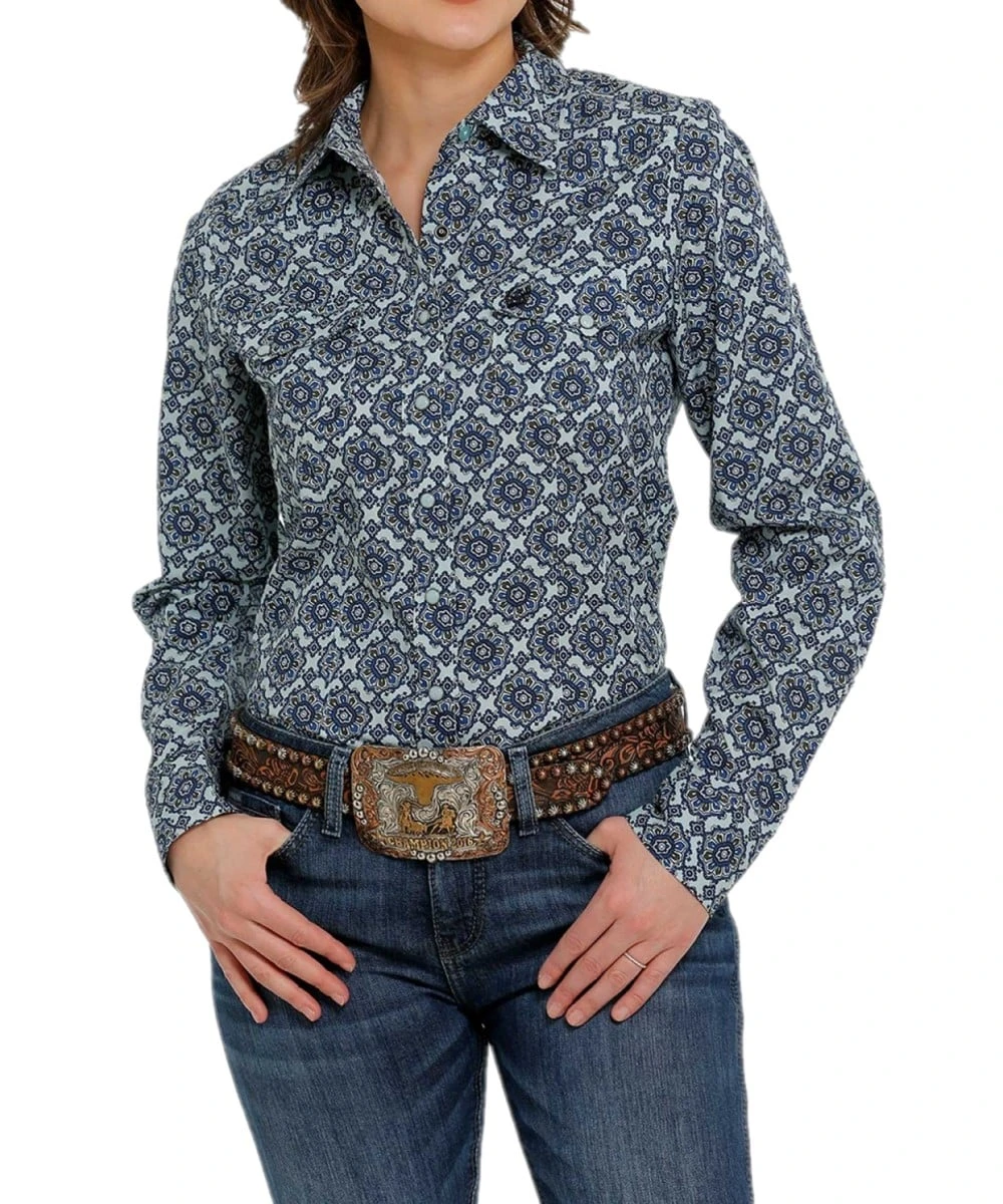 Cinch Women's Blue Snap Western Shirt