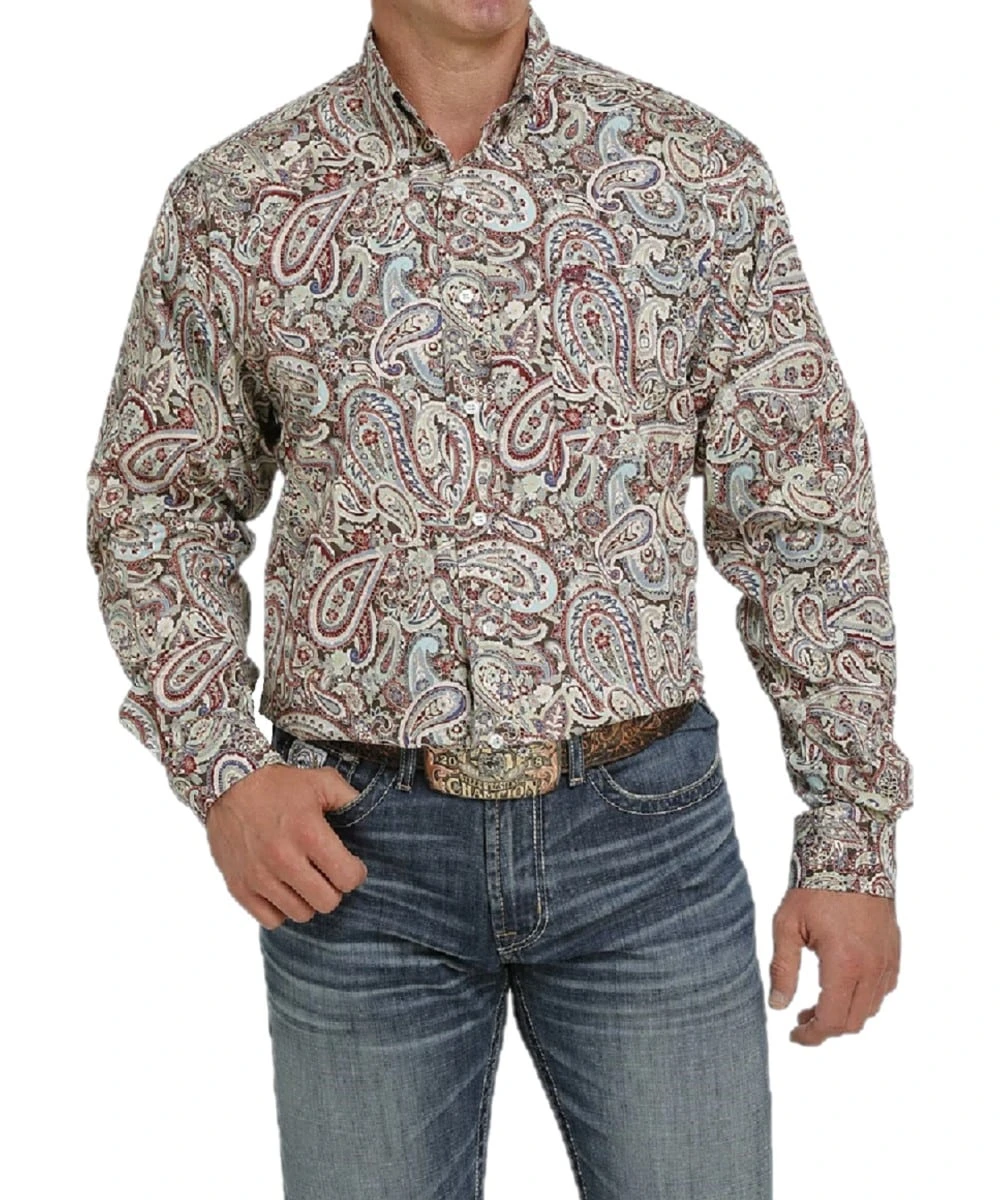 Cinch Men's Big And Tall Paisley Button Down Shirt