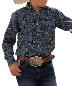 Cinch Boys' Paisley Button Down Shirt