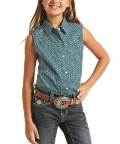 Panhandle Girls' Sleeveless Core Snap Shirt