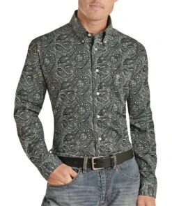 Rock & Roll Cowboy Men's Paisley Button Down Shirt
