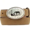 Nocona Boys' Praying Cowboy Distressed Leather Belt