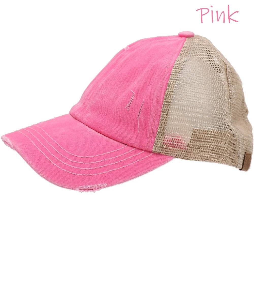 Ccbeanie Girls' Distressed Criss Cross Cap