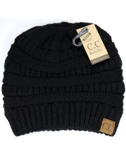 Ccbeanie Women's Solid Classic Messy Bun Beanie Tail