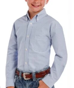 Panhandle Slim Boys' Rough Stock Blue Bridgeton Button Down Shirt