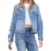 Vervet Women's Blue Soul Distressed Classic Denim Jacket