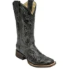 Corral Women's Black Snake Inlay Square Toe Boot