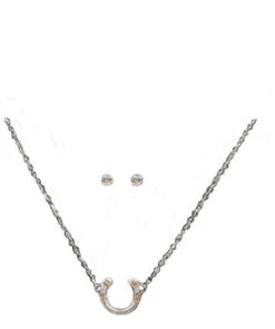 M&F Western Women's Horseshoe Necklace And Crystal Stud Earrings Set