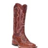 Tanner Mark Women's Cognac Floral Embossed Leather Boot